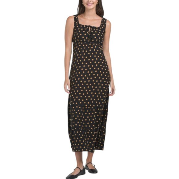 CYNTHIA ROWLEY Linen Blend Smocked Back Maxi Dot Dress - Picture 1 of 5
